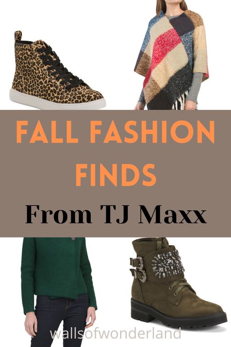 TJ Maxx is my favorite place to shop for...pretty much everything. From home decor and furniture to kitchen and kids' items. But one of the most popular departments at TJ Maxx is their clothing! They have the best name brand and designer clothes for a fraction of what you would pay at a department store. Check out my fall fashion finds from TJ Maxx. #fallwardrobe #fallfashion #fallfinds #thanksgivingoutfit #clothing #womensclothing #tjmaxxfinds #tjmaxx #falloutfits #womensclothing #giftsforher Tj Maxx Clothes, Tj Maxx Finds, Brown Leather Riding Boots, Fall Apparel, Army Green Jacket, Jimmy Choo Sunglasses, Department Stores, Leather Riding Boots, Kids Items