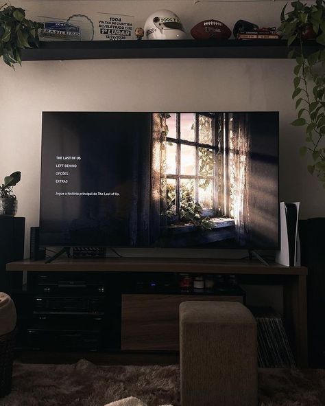 Gaming Setup Living Room, Tv Setup, Spiderman Room Decor, Mens Bedroom Decor, Cosy Room, Dream Apartment, Room Setup, Dream Room Inspiration, Room Decor Bedroom