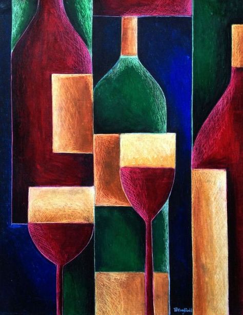 Movement Painting, Futurism Art, Cubist Art, Wine Painting, Large Canvas Painting, Cubism Art, Canvas For Beginners, Modern Art Paintings Abstract, Soyut Sanat Tabloları