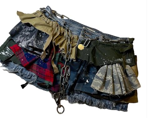 Embroidery Badges, Streetwear Skirt, Jeans Mini Skirt, Cut Shorts, Distressed Jean Skirt, Custom Leather Jackets, Upcycle Clothes Diy, Apocalyptic Fashion, Diy Jeans