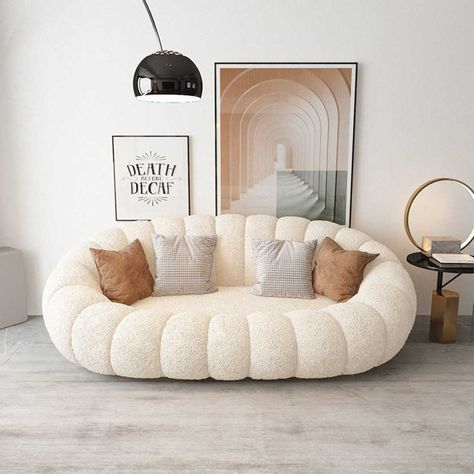 Latitude Run® Keyden 70.86'' Round Arm Modular Sofa | Wayfair Cream Colored Sofa, Small Apartment Sofa, Home Beauty Salon, Sofa Wood Frame, Wool Sofa, Premium Sofa, Lazy Sofa, Wood Sofa, White Sofas