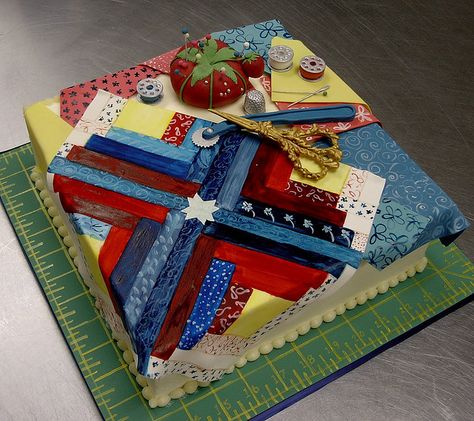 quilter cake by robynlovescake, via Flickr Sewing Cake, Quilted Cake, 90th Birthday Cakes, Decorated Cakes, Novelty Cakes, 90th Birthday, Edible Art, Let's Celebrate, 70th Birthday