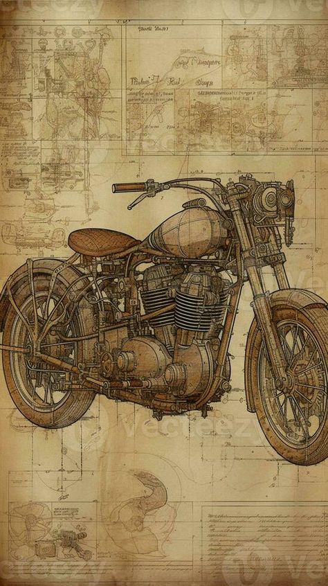 arafed drawing of a motorcycle on a map of the world. generative ai. Vintage Motorcycle Art Design, Motorcycle Art Drawing, Motorbike Illustration, Vintage Motorcycle Art, Pirate Ship Art, Blueprint Drawing, Motorcycle Artwork, Motorcycle Drawing, Vintage Motorcycle Posters