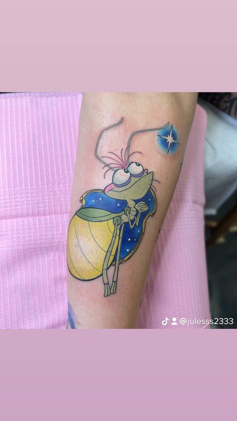 Princess And Frog Tattoo Ideas, Princes And The Frog Tattoos, Princess In The Frog Tattoo, Ray Tattoo Princess And The Frog, Ray From Princess And The Frog, Princess Tiana Tattoo Ideas, Disney Sidekicks Tattoo, Ray And Evangeline Tattoo, Ray Princess And The Frog