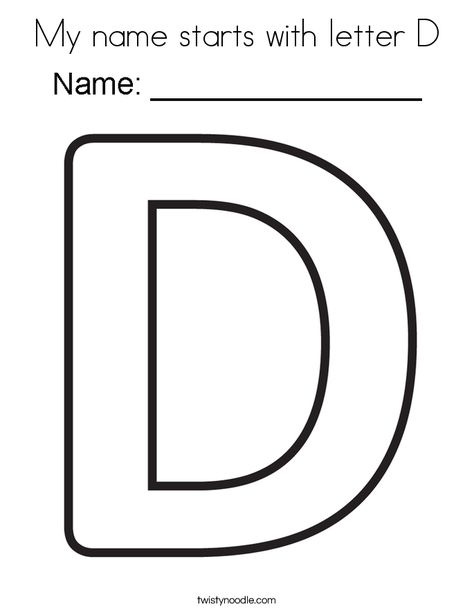 My name starts with letter D Coloring Page - Twisty Noodle My Name Starts With The Letter Free, D Is For Craft, Letter D Template, 3k Activities, Letter D Coloring Page, D Coloring Page, Letter C Coloring Pages, Ladybug Room, Christian Preschool