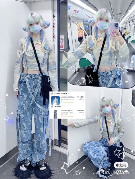 Harajuku Street Fashion 90s, Yk2 Winter Outfits, Womens Y2k Fashion, Harajuku Y2k Outfits, Harajuku Grunge Fashion, Harajuku Y2k Fashion, Kawaii Y2k Outfits, Harajuku Aesthetic Outfit, Y2k Outfit Inspirations