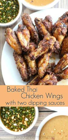 Baked Thai Chicken W Thai Amazing Chicken Recipes, Thai Baked Chicken, Peanut Sauce Recipes, Baked Thai Chicken Wings, Jimmy Johns Thai Chicken Wrap, Thai Chicken Wings Recipe, Thai Chicken Wings, Thai Peanut Sauce, Thai Peanut