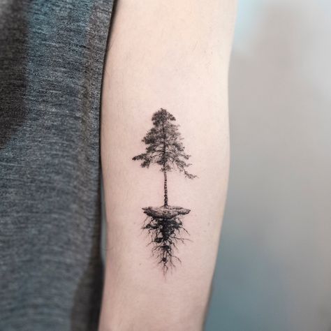 In Remembrance Tattoos, Wrist Tree Tattoo, Tattoo Hummingbird, Evergreen Tree Tattoo, Tree Roots Tattoo, Tree Tattoo Meaning, Tattoo Side, Pine Tattoo, Roots Tattoo