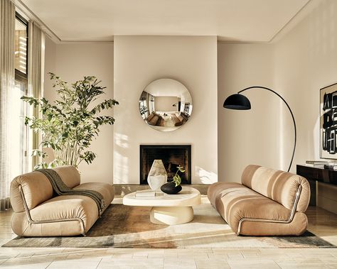 With Its Designer Collective, CB2 is Bringing a Global Design Perspective to the Masses - Sight Unseen Modern Mid Century Design, Armless Leather Sofa, Modern Italian Living Room, Rug Samples, Cb2 Living Room, Modern Parisian Apartment, Nyc Office, Dreamy Sunset, Large Glass Vase