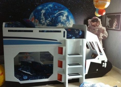 Top 10 Nerdy and Unusual Beds Rocket Bedroom, Rocket Bed, Boys Space Room, Bunk Bed Designs For Teens, Weird Beds, Space Themed Bedroom, Space Themed Room, Theme Bedroom, Cool Bunk Beds