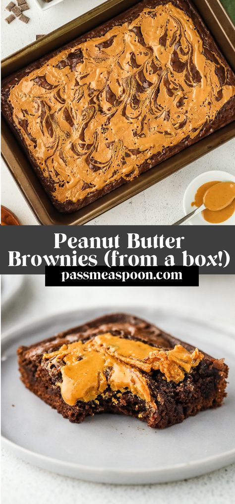 These peanut butter brownies are the ultimate treat. You’ll be amazed at how easy it is to make peanut butter brownies from a boxed mix!