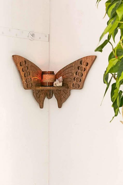 Butterfly Corner Shelf #homedecor #decor #affiliate Butterfly Shelf, Shelf Designs, Shelf Home Decor, Shelves Design, Corner Wall Shelves, Deco Nature, Wall Shelves Design, Corner Wall, Room Deco