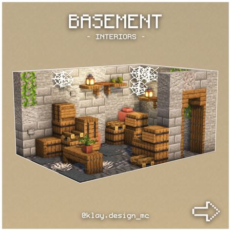 Minecraft Houses Basement, Minecraft Basement Interior, Minecraft Mine Interior, Axotol Minecraft Enclosure, Mincraft Idea Basement, Minecraft Interior Inspiration, Mc Basement Ideas, Minecraft Fishing House Interior, Minecraft Dungeon Build Ideas