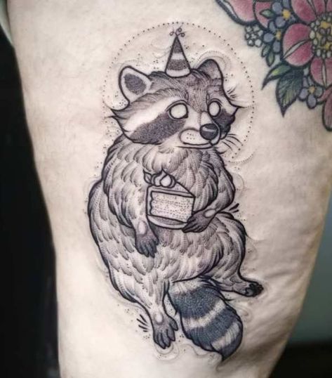 Raccoon Tattoos, Racoon Tattoo, Raccoon Tattoo, Animal Tattoo Ideas, Traditional Style Tattoo, Bff Tattoos, Spooky Tattoos, Gothic Tattoo, Style Tattoo