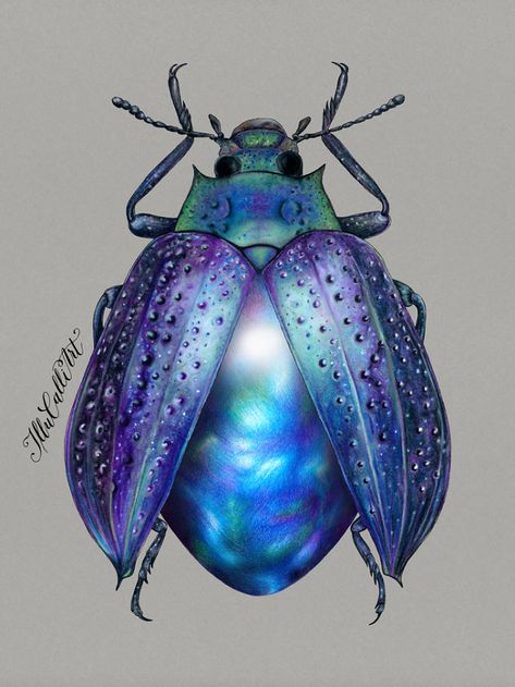 I Drew Beetles That Hide Colourful Minerals Underneath Their Shiny Wing Cases | Bored Panda Beetle Art, Cool Insects, Beetle Insect, Cool Bugs, Bug Art, Beetle Bug, Blue Beetle, Beautiful Bugs, Insect Art