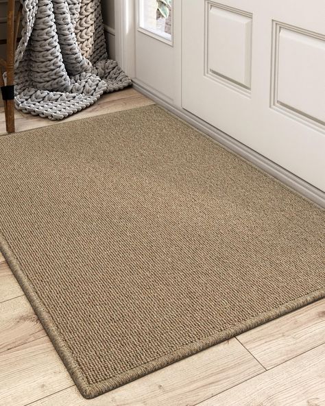 PRICES MAY VARY. CAPTURES DIRT AND MOISTURE: Our doormats are made from a blend of 10% wool and 90% polyester, which is more effective at absorbing moisture and trapping mud and moisture from muddy boots or pet paws. Our entryway rug can keep indoor areas of your home or business clean, dry and safe, especially for the rainy, snowy, or muddy weather. NON-SLIP & LOW PROFILE: Great quality jute fiber backing keeps them firmly in place, helping to prevent safety hazards such as trips and falls. The Small Entryway Rug Ideas, Indoor Door Mat Entryway, Entry Rugs Ideas Entryway, Entry Way Rug Ideas, Simple Front Door Decor, Apartment Door Mat, Indoor Entryway Rug, Front Door Rugs Indoor, Minimal Door