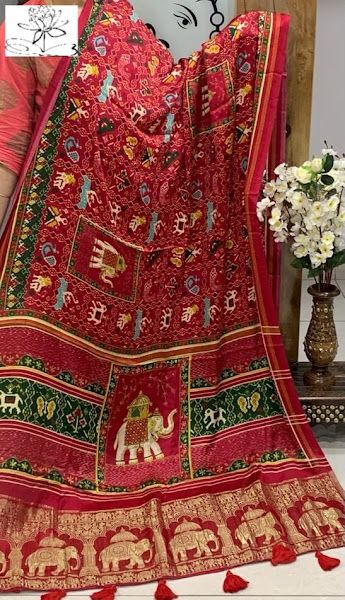 Pure gaji silk saree... Tissue pallu.... With blouse... Ready to ship Book fastPrice:5200+shiping To Buy, click here or Whatsapp image to chat directly with us: Whatsapp on+ 91 9502316419 Gaji Silk Saree, Patan Patola Saree, Rajasthani Bride, Ganesh Ji Images, Patola Sarees, Patola Saree, Womens Trendy Dresses, Hand Work Blouse, Saree Designs Party Wear