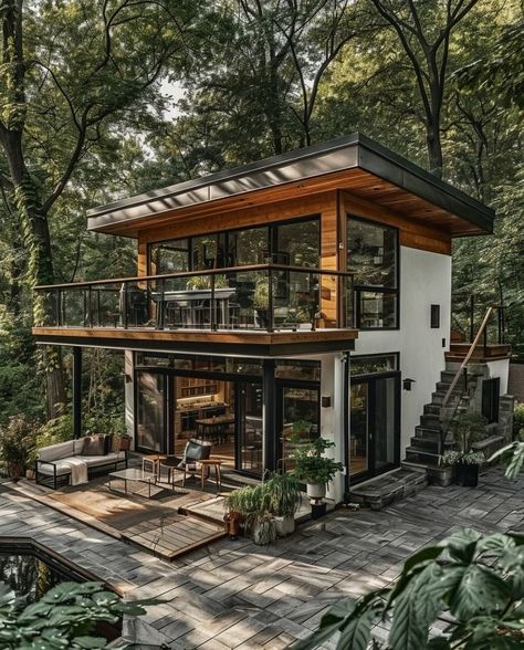 Loft House Design, Modern Small House Design, Tiny House Loft, Rest House, Modern Tiny House, Loft House, Tropical House, House Outside Design, Container House Design