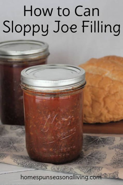 How to Can Sloppy Joe Filling Canning Beef Stew, Pressure Canning Meat, Sloppy Joe Recipe, Pressure Canning Recipes, Homemade Sloppy Joes, Home Canning Recipes, Canning Vegetables, Canning Recipe, Joe Recipe