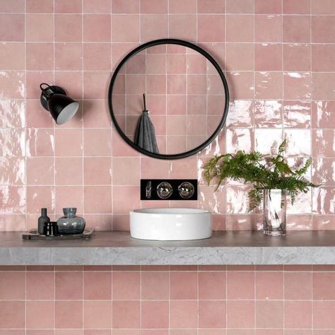 Top Kitchen Colors, Bathroom Splashback, Rustic Tile, Zellige Tiles, White Wall Tiles, Border Tiles, Pink Tiles, Zellige Tile, Brick Tiles