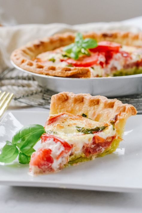 Tomato Basil Tart is perfect any time of the year!  Full of cheese, tomatoes and herbs all in a flaky crust!  #dinnerideas #sidedishrecipe #tomatoes #basil #cheese #yourhomebasedmom Tomato Basil Tart, Easy Tomato Tart, Fresh Tomato Soup, Store Bought Pie Crust, Tomato Tart, Tomato Pie, Roasted Cherry Tomatoes, Favorite Pie, Tomato Basil