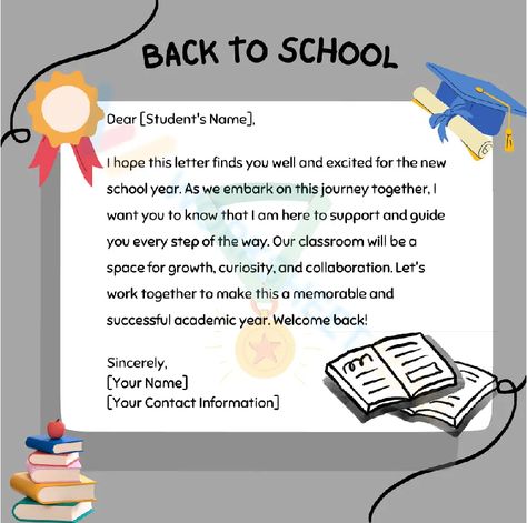 Get ready for an exciting new adventure as we kick off the school year with our back to school letter! Teacher also can take this sample letter to send your student to welcome back to them. Check it out! #backtoschool #letters #letterfromteacher #teacher #sample #welcomeback #secondarystudents #students #pdfs #printable #worksheets Welcome Message For Students, Message To Parents, English Kindergarten, Welcome Back Letter, Letter To Students, Letter School, Classroom Motivation, Middle School Ideas, Welcome Letter