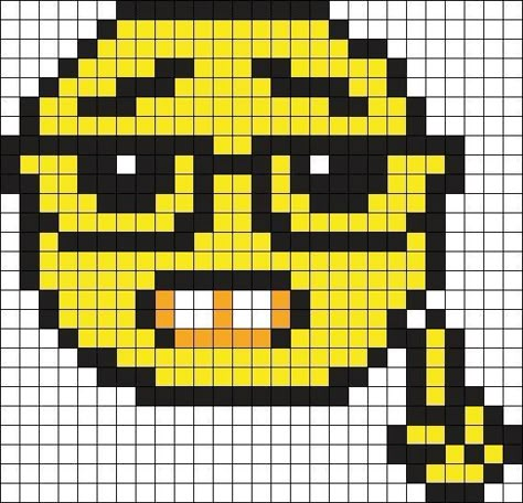 Kandi Patterns Perler, Nerd Pixel Art, Kandi Patterns Templates, Pixel Art Emoji, Pixel Art Pattern Easy, Pixel Emoji, Emoji Pixel Art, Funny Pixel Art, Nerd Emoji