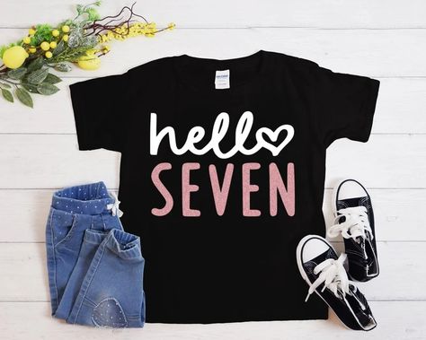 Hello Seven Birthday Shirt 7th Birthday Shirt Seventh - Etsy Canada Seven Birthday Shirt, Eight Birthday, 7th Birthday Shirt, 8 Birthday, Hello Kitty Collection, 8th Birthday, 7th Birthday, Birthday Shirt, Birthday Girl