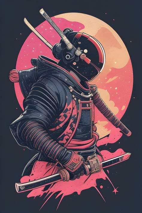 A futuristic space samurai Astronaut Samurai, Futuristic Astronaut, Space Samurai, Moon Japanese, Futuristic Samurai, Samurai Design, Samurai Drawing, Minimal Tattoo Designs, Samurai Japan