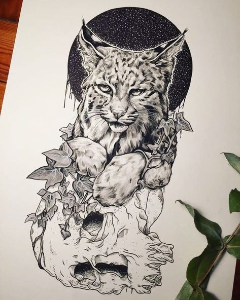 Big Cat Tattoo, Big Cats Art, Desenho Tattoo, Beautiful Drawings, Animal Tattoos, Cat Tattoo, Lynx, Inspirational Tattoos, Ink Art