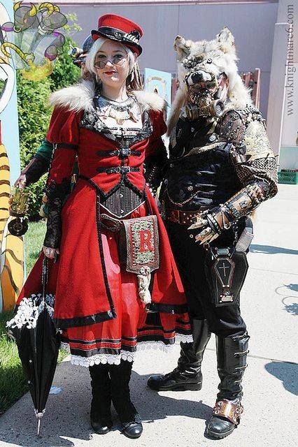 Steampunk Little Red Riding Hood & The Big Bad Wolf. Photo by knightmare6. Steampunk Explorer, Steampunk Outfits, Steampunk Fairy, Steampunk Characters, The Big Bad Wolf, Steampunk Couture, Steampunk Festival, Red Riding Hood Costume, Radisson Hotel