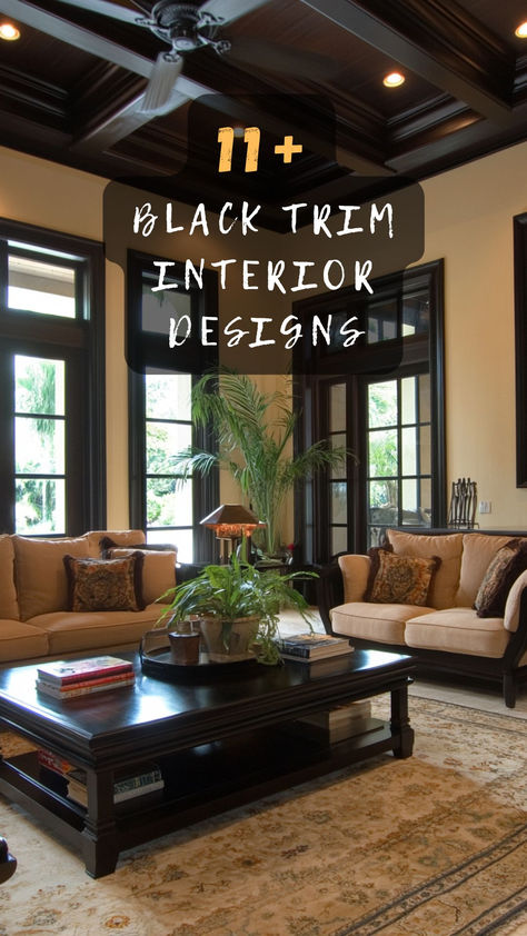 Unleash the magic of black trim in your home! Tap to see 11 interior ideas where black trim makes a striking impact. 🎩🚪 #BlackTrimMagic #StrikingImpact #InteriorIdeas #HomeMagic #DesignImpact Wood Doors With Black Trim, Contrast Trim Paint Colors, Contrast Trim Ideas, Black Trim In Bathroom, Black Walls With White Trim, Dark Contrast Trim, Black Window Casings Interior, Painting Trim Black, Dark Wall Trim