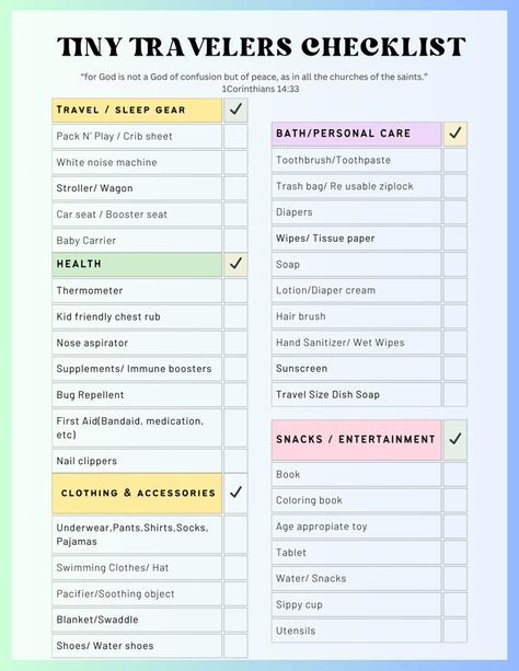 TINY TRAVELER CHECKLIST Toddler Packing List Travel, Toddler Travel Checklist, Toddler Packing List, Baby Travel Checklist, Plane Ride, Tired Of Trying, Packing Lists, Travel Checklist, Packing List For Travel