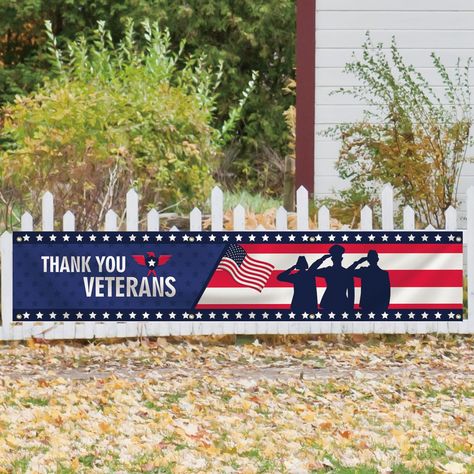 PRICES MAY VARY. 【Suitable Size】The size of the Veterans Day Decoration banner is 120x20 inches 【High quality】It is made of high-quality and durable polyester fabric, ensuring an ultra long service life in any weather. Anti UV fading, waterproof and lightweight. 【Excellent workmanship】It has 8 brass grommets for easy suspension. And ensure that the banner is durable. Adopting advanced printing technology, the images on the banner are very clear and do not fade, ensuring their durability. 【Suitab Veterans Flag, Thank You Veteran, Fall Art Projects, School Displays, Patriotic Flag, Flag Decor, Patriotic Decorations, Autumn Art, Veterans Day