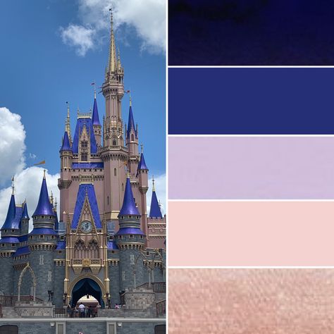 Disney Castle Color Palette, Vintage Disney Color Palette, Disney Colors Palette, Disney Color Pallette, Disney Color Palette, Theatre Decor, Disney Dorm, Disney Journal, Disney Bathroom