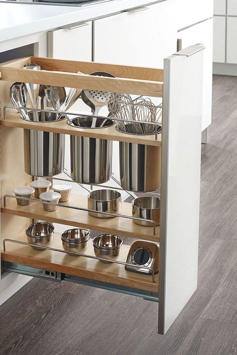 Organization and Specialty Products - Utensil Pantry Pull Out Cabinet Utensil Cabinet, Kitchen Cabinet Organization Ideas, Pull Out Cabinet, Small Kitchen Storage, Kitchen Cabinet Pulls, Diy Kitchen Storage, Cabinet Ideas, Kitchen Cabinet Organization, Kitchen Upgrades