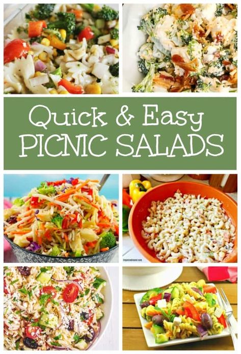 These picnic salads are all so great and are super easy to make. There are a ton of recipes here for many packable salads. #salads #picnicfood #salad Summer Picnic Salads, Picnic Salad Recipes, Salads Summer, Salads For Picnics, Picnic Salads, Picnic Salad, Salads For A Crowd, Easy Summer Dinners, Summer Recipes Dinner