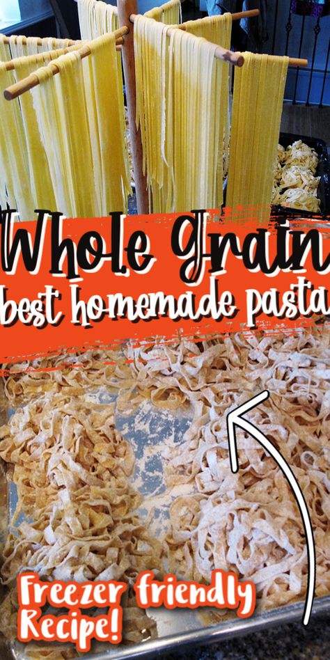 Easy Homemade Noodles, Homemade Pasta Noodles, Wheat Pasta Recipes, Whole Grain Pasta, Fresh Pasta Recipes, Kitchenaid Pasta, Pasta Dough Recipes, Homemade Pasta Recipe, Pasta Sauce Homemade