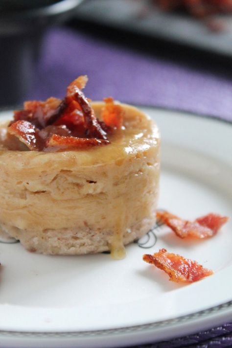 Bourbon, Bacon, and Maple Mini Cheesecakes | The Spiffy Cookie Maple Bacon Cheesecake, Bacon Dessert Recipes, Bourbon Cheesecake, Bacon Cheesecake, Mini Cheesecakes Recipe, Bourbon Party, Bacon Desserts, Bourbon Bacon, Alcoholic Desserts