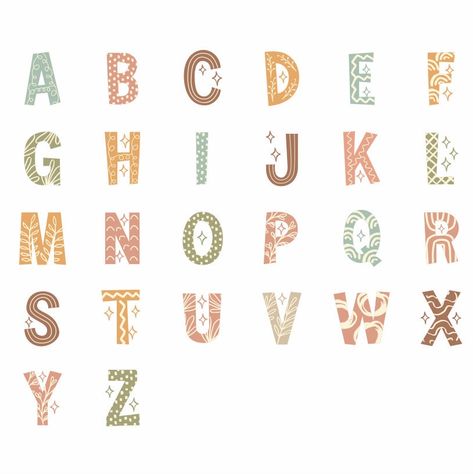 Boho Abc Printable, Boho Lettering, Boho Alphabet, Childcare Ideas, Infant Room, Boho Svg, Abc Printables, Preschool Class, Therapy Room