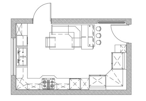 Kitchen Layout Drawing, Autocad Layout, Kitchen Interior Luxury, 3d Kitchen Design, Kitchen Dining Room Combo, Open Kitchen Layouts, Kitchen Slab, Kitchen Floor Plan, Interior Design Layout