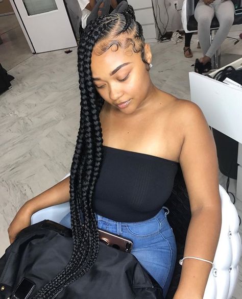 Feed In Braids Ponytail, Lemonade Braids Hairstyles, Lemonade Braids, Feed In Braids Hairstyles, Braided Ponytail Hairstyles, Feed In Braid, Girls Hairstyles Braids, Hairstyle Gallery, Cornrow Hairstyles