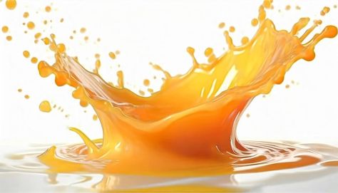 Photo juice splash on a white background | Premium Photo #Freepik #photo Juice Splash, Orange Splash, Oil Splash, Fruit Splash, Splash Photography, Mango Juice, Food Graphic Design, Graphic Design Photoshop, Poster Background Design