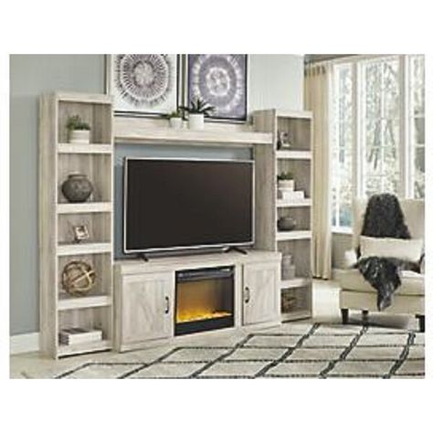 Industrial Lodge Home Connelly Entertainment Center with Fireplace Included & Reviews | Wayfair Infrared Fireplace, Fireplace Entertainment Center, Fireplace Entertainment, Entertainment Wall, Cool Tv Stands, Fireplace Insert, Door Inspiration, Fireplace Tv Stand, Tv Stands And Entertainment Centers