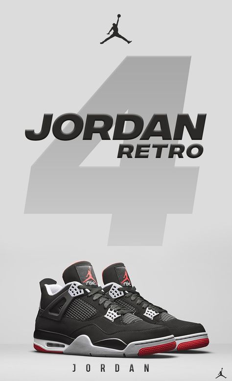 Sneaker Poster Graphic Design, Shoes Poster Design Ideas, Jordan 4 Poster, Air Jordan Poster, Shoes Marketing, Shoes Poster, Jordan Poster, Nike Poster, Sneakers Design