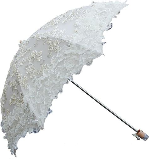 Amazon.com: Honeystore Two Folding Lace Embroidered Wedding Umbrella Decoration Sun Parasol Ivory : Clothing, Shoes & Jewelry Wedding Parasol, White Parasol, Wedding Umbrella, Parasol Wedding, Sun Parasol, Umbrella Decorations, Umbrella Wedding, Embroidered Wedding, Shoes Jewelry