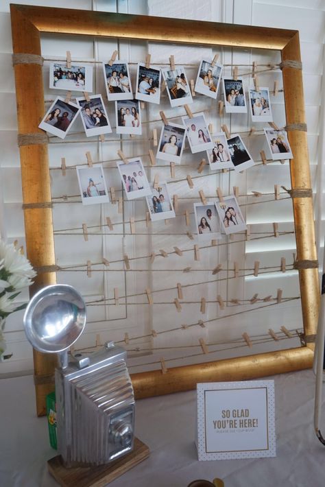 Instant Picture frame - Polaroid Polaroid Picture Station Wedding, Polaroid Wedding Decoration, Picture Wall For Party Ideas, Polaroid Pictures Party Ideas, Poloroid Pictures Party, Polaroid Pictures Display Party, Polaroid Wall For Party, Polaroid Picture Party Ideas, Poloroid Pictures Ideas Party