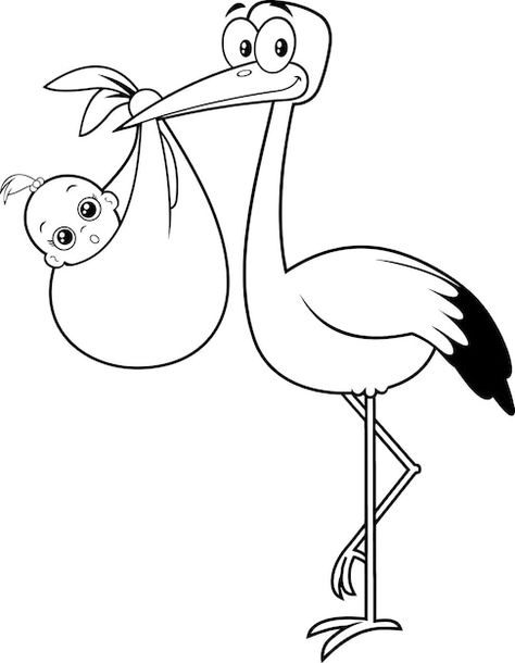 Schwarzweiss-storch, der ein neugeborene... | Premium Vector #Freepik #vector #baby #buch #charakter #karikatur Storch Baby, Spiderman Art Sketch, Black And White Cartoon, Bear Clipart, Baby Illustration, Outline Art, Spiderman Art, Girls Illustration, Zebras