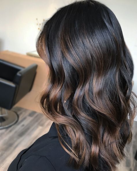 Instagram: @styledby.bri_ Ombre Hair Brunette, Color For Black Hair, Balayage Dark, Dark Ombre Hair, Black Hair Ombre, Rambut Brunette, Brunette Ombre, Black Hair Balayage, Balayage Hair Dark