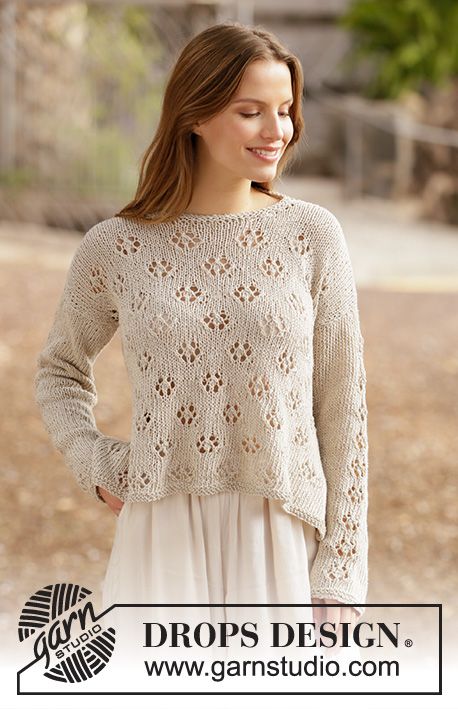 Free Flow Sweater / DROPS 213-17 - Free knitting patterns by DROPS Design Crochet Sweater Free, Magazine Drops, Knitting Patterns Free Sweater, Sweater Pin, Crochet Sweater Pattern Free, Free Knitting Patterns, Yarn Knitting, Linen Yarn, Sweater Crochet Pattern